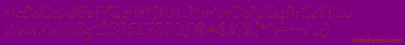 LinotypesalamanderRegular-Schriftart – Braune Schriften auf violettem Hintergrund