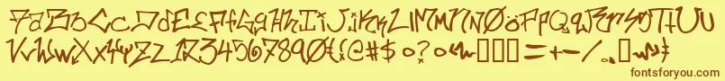Ill.SkillzWildstyle-Schriftart – Braune Schriften auf gelbem Hintergrund