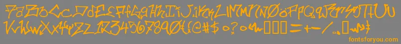 フォントIll.SkillzWildstyle – オレンジの文字は灰色の背景にあります。