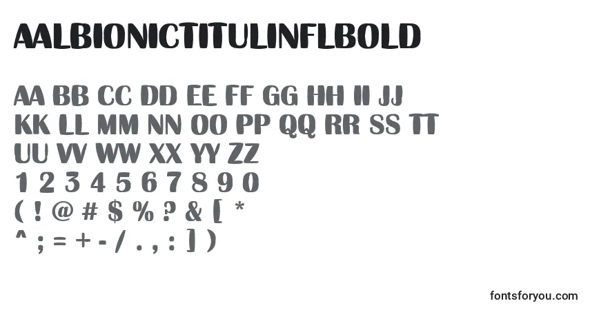Czcionka AAlbionictitulinflBold – alfabet, cyfry, specjalne znaki