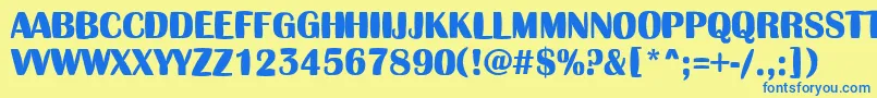 フォントAAlbionictitulinflBold – 青い文字が黄色の背景にあります。