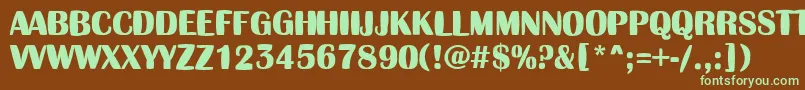 フォントAAlbionictitulinflBold – 緑色の文字が茶色の背景にあります。