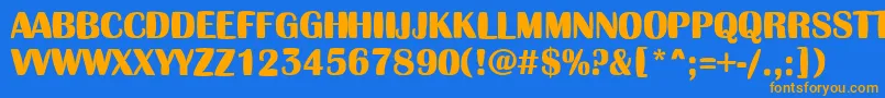 フォントAAlbionictitulinflBold – オレンジ色の文字が青い背景にあります。