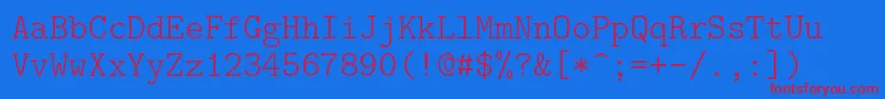 Lmmonolt10Regular Font – Red Fonts on Blue Background