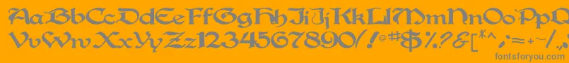 Gregorian-Schriftart – Graue Schriften auf orangefarbenem Hintergrund