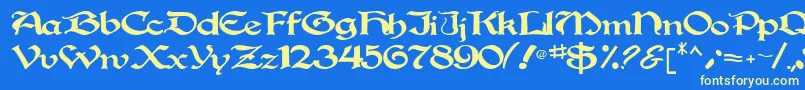 フォントGregorian – 黄色の文字、青い背景