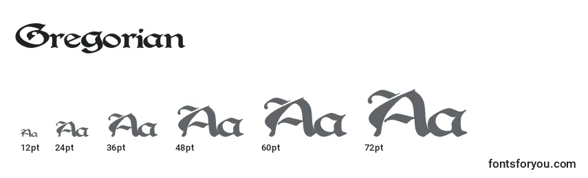 Gregorian Font Sizes