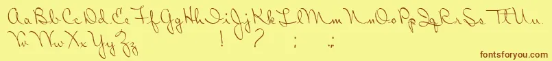 RibbonInTheSky-Schriftart – Braune Schriften auf gelbem Hintergrund
