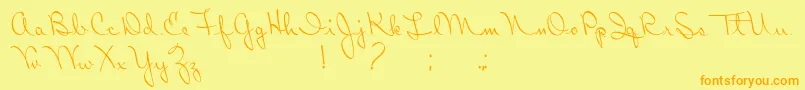 Fonte RibbonInTheSky – fontes laranjas em um fundo amarelo