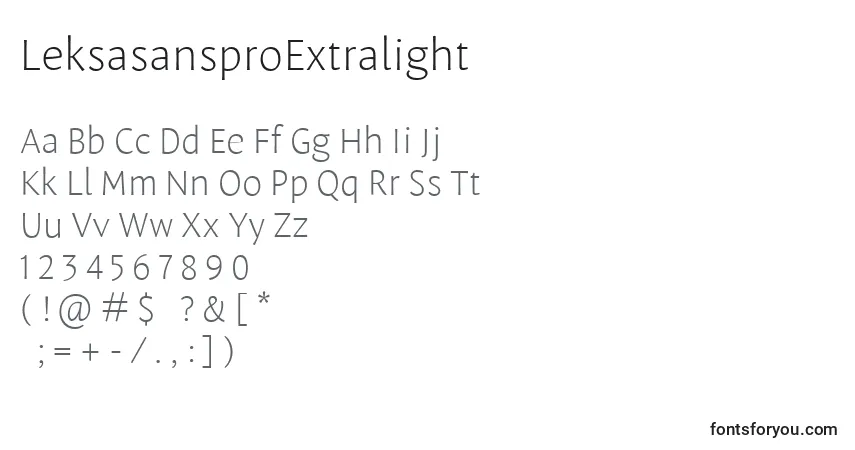 Шрифт LeksasansproExtralight – алфавит, цифры, специальные символы