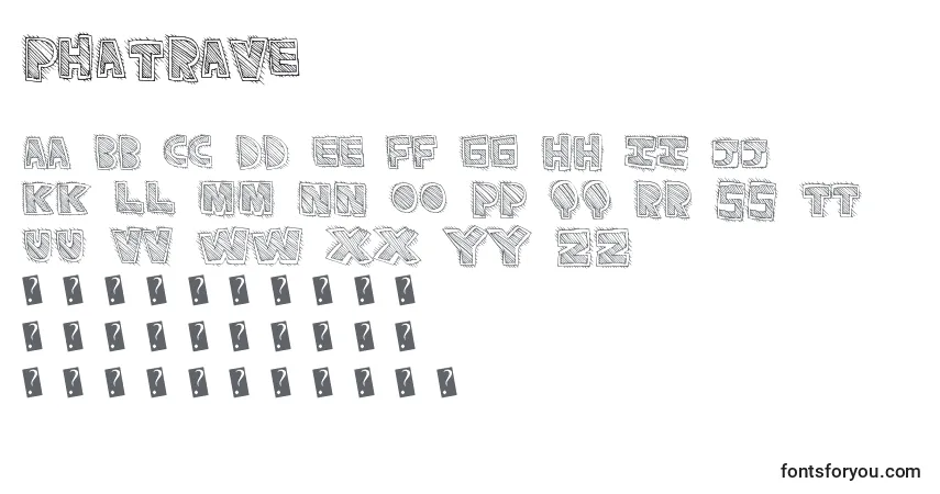 Schriftart Phatrave – Alphabet, Zahlen, spezielle Symbole