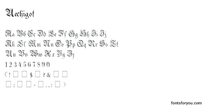 Uechigot-fontti – aakkoset, numerot, erikoismerkit