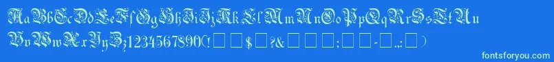Weitere Informationen zur Uechigot-Schriftart Uechigot-Schriftart – Grüne Schriften auf blauem Hintergrund