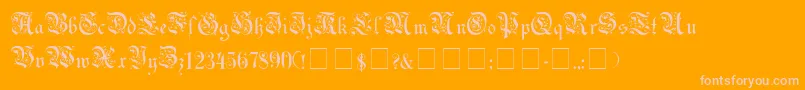 Uechigot-Schriftart – Rosa Schriften auf orangefarbenem Hintergrund
