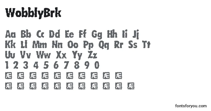 Шрифт WobblyBrk – алфавит, цифры, специальные символы