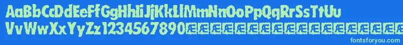 WobblyBrk Font – Green Fonts on Blue Background