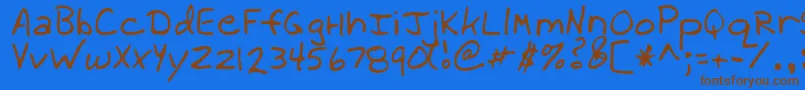WillowRegular-Schriftart – Braune Schriften auf blauem Hintergrund