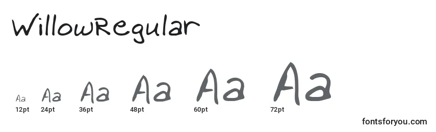 WillowRegular Font Sizes
