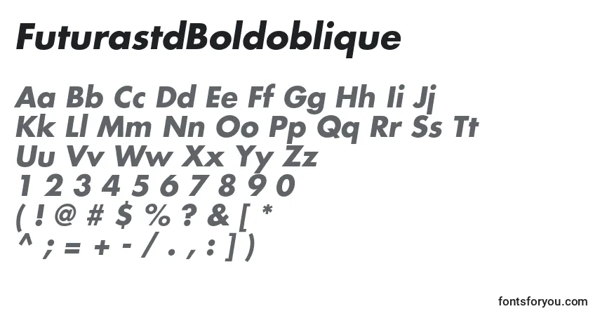 A fonte FuturastdBoldoblique – alfabeto, números, caracteres especiais