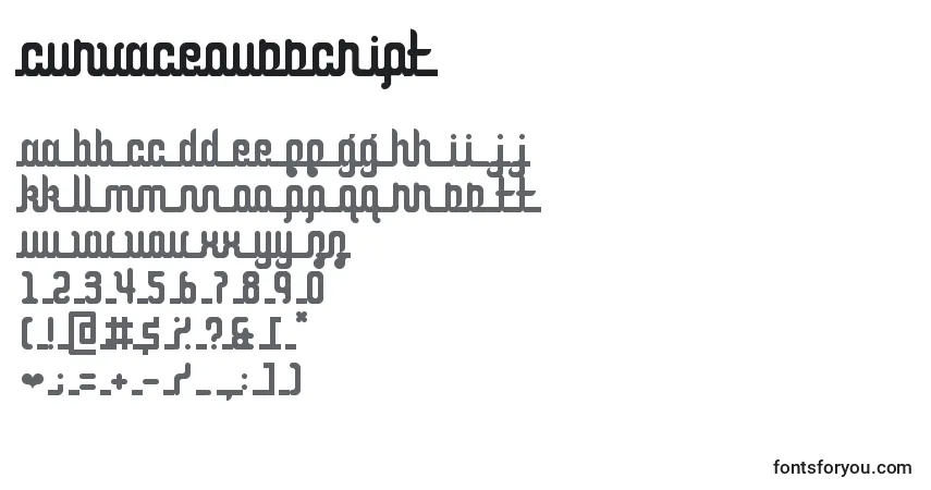 A fonte CurvaceousScript – alfabeto, números, caracteres especiais