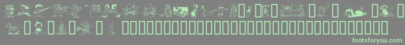 フォントKiddieclip2 – 灰色の背景に緑のフォント