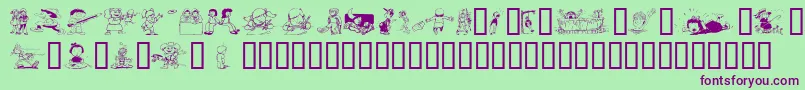 Saiba mais sobre a fonte Kiddieclip2 Fonte Kiddieclip2 – fontes roxas em um fundo verde