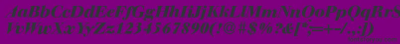 Fonte WalbaumdisplayHeavyItalic – fontes pretas em um fundo violeta