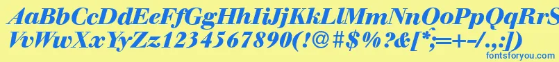 WalbaumdisplayHeavyItalic Font – Blue Fonts on Yellow Background