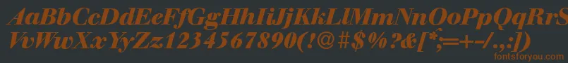 WalbaumdisplayHeavyItalic-Schriftart – Braune Schriften auf schwarzem Hintergrund