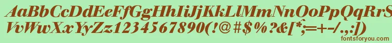 Fonte WalbaumdisplayHeavyItalic – fontes marrons em um fundo verde