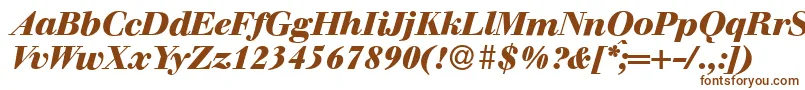 WalbaumdisplayHeavyItalic-fontti – ruskeat fontit valkoisella taustalla