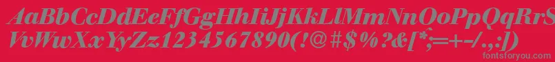 フォントWalbaumdisplayHeavyItalic – 赤い背景に灰色の文字