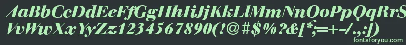 Fonte WalbaumdisplayHeavyItalic – fontes verdes em um fundo preto