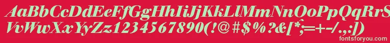 フォントWalbaumdisplayHeavyItalic – 赤い背景に緑の文字