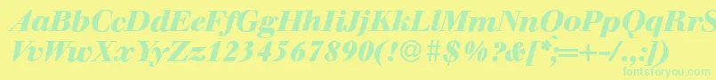 Шрифт WalbaumdisplayHeavyItalic – зелёные шрифты на жёлтом фоне