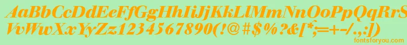 Шрифт WalbaumdisplayHeavyItalic – оранжевые шрифты на зелёном фоне