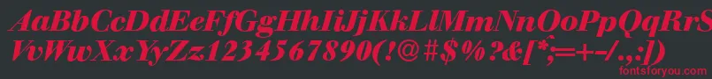 Czcionka WalbaumdisplayHeavyItalic – czerwone czcionki na czarnym tle