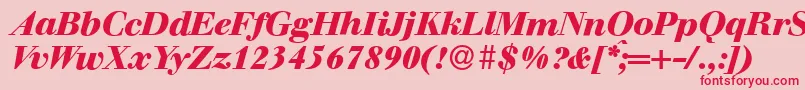 フォントWalbaumdisplayHeavyItalic – ピンクの背景に赤い文字