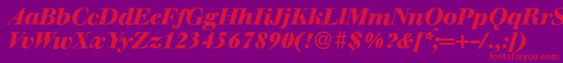 フォントWalbaumdisplayHeavyItalic – 紫の背景に赤い文字