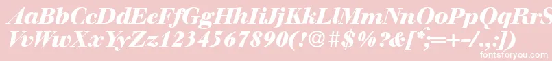 Fonte WalbaumdisplayHeavyItalic – fontes brancas em um fundo rosa