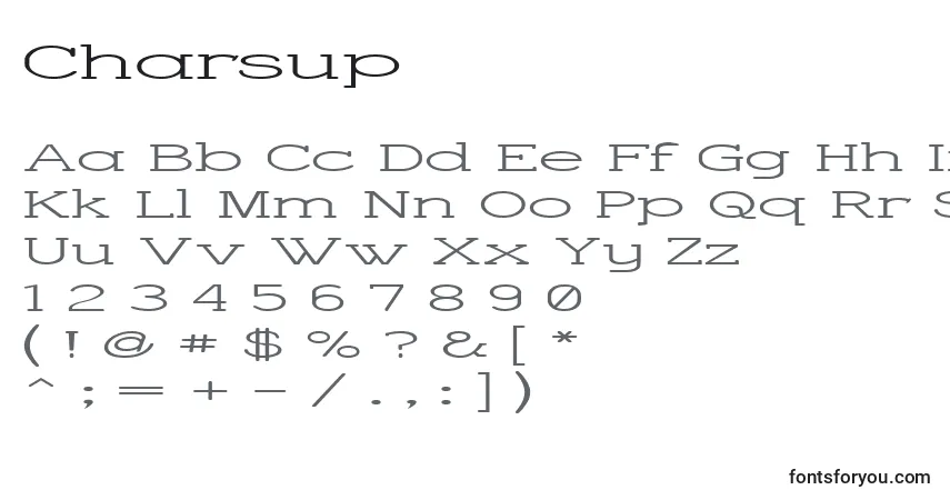 A fonte Charsup – alfabeto, números, caracteres especiais