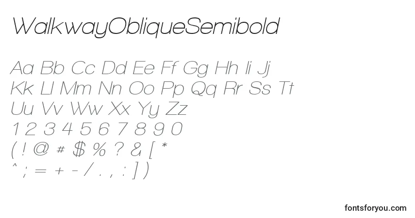 A fonte WalkwayObliqueSemibold – alfabeto, números, caracteres especiais