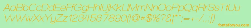 WalkwayObliqueSemibold-Schriftart – Orangefarbene Schriften auf grünem Hintergrund