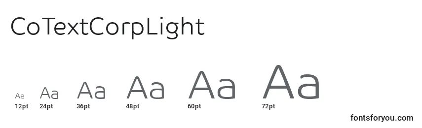 CoTextCorpLight Font Sizes