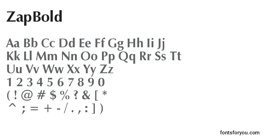 Schriftart ZapBold – Alphabet, Zahlen, spezielle Symbole
