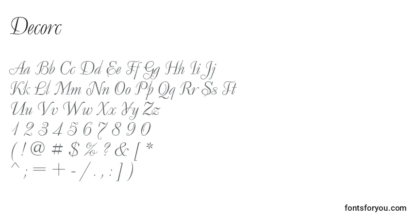 Шрифт Decorc – алфавит, цифры, специальные символы