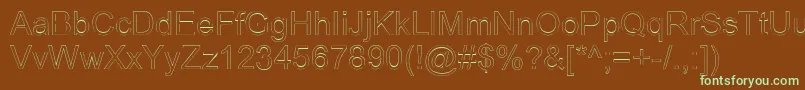 ArialicHollow-fontti – vihreät fontit ruskealla taustalla