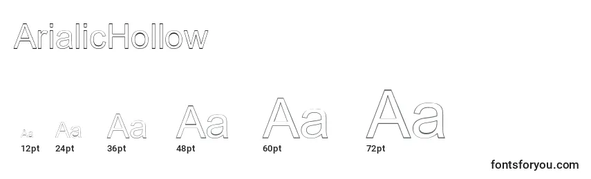 Размеры шрифта ArialicHollow