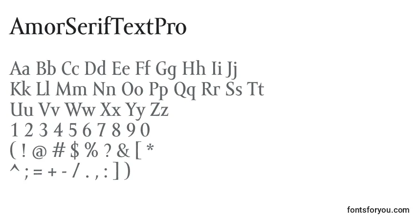 Schriftart AmorSerifTextPro – Alphabet, Zahlen, spezielle Symbole