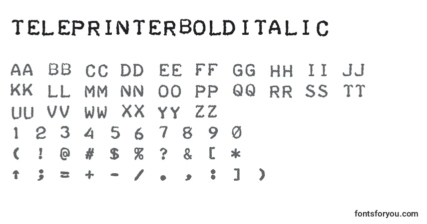 Schriftart TeleprinterBoldItalic – Alphabet, Zahlen, spezielle Symbole